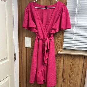 Elegant Pink Wrap Dress